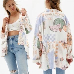 BDG Urban Outfitters Austin Feedsack Button Down Boxy Top Oversized Size S